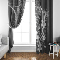 Samoa Siapo Tribal Pattern Window Curtain Light Gray Polynesian Plumeria Tapa Motif LT9 - Polynesian Pride