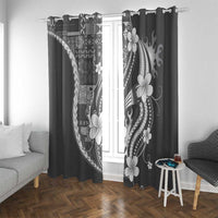 Samoa Siapo Tribal Pattern Window Curtain Light Gray Polynesian Plumeria Tapa Motif LT9 With Grommets Gray - Polynesian Pride