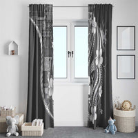 Samoa Siapo Tribal Pattern Window Curtain Light Gray Polynesian Plumeria Tapa Motif LT9 - Polynesian Pride