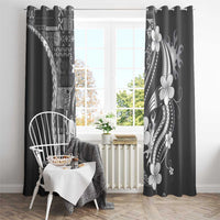 Samoa Siapo Tribal Pattern Window Curtain Light Gray Polynesian Plumeria Tapa Motif LT9 - Polynesian Pride