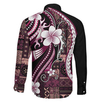 Samoa Siapo Tribal Pattern Family Matching Mermaid Dress and Hawaiian Shirt Violet Polynesian Plumeria Tapa Motif LT9 - Polynesian Pride