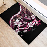 Samoa Siapo Tribal Pattern Rubber Doormat Violet Polynesian Plumeria Tapa Motif
