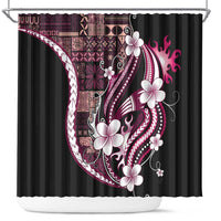 Samoa Siapo Tribal Pattern Shower Curtain Violet Polynesian Plumeria Tapa Motif