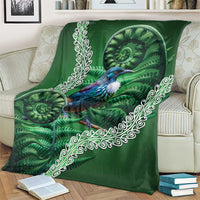 Tui Bird Koru Silver Fern Aotearoa Blanket