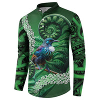Tui Bird Koru Silver Fern Aotearoa Button Sweatshirt