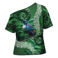 Tui Bird Koru Silver Fern Aotearoa Cross Shoulder Shirt