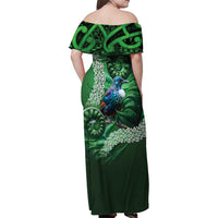 Tui Bird Koru Silver Fern Aotearoa Family Matching Off Shoulder Maxi Dress and Hawaiian Shirt LT9 - Polynesian Pride