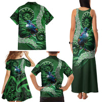 Tui Bird Koru Silver Fern Aotearoa Family Matching Tank Maxi Dress and Hawaiian Shirt LT9 - Polynesian Pride