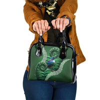 Tui Bird Koru Silver Fern Aotearoa Shoulder Handbag