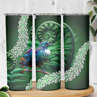 Tui Bird Koru Silver Fern Aotearoa Skinny Tumbler