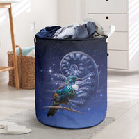 Tui Bird Matariki Galaxy Laundry Basket Koru Silver Fern Aotearoa
