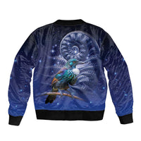 Tui Bird Matariki Galaxy Bomber Jacket Koru Silver Fern Aotearoa