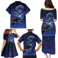 Tui Bird Matariki Galaxy Family Matching Puletasi and Hawaiian Shirt Koru Silver Fern Aotearoa LT9 - Polynesian Pride