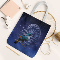 Tui Bird Matariki Galaxy Tote Bag Koru Silver Fern Aotearoa