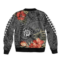 Personalised Hawaii Shaka Surf Hand Sign Sleeve Zip Bomber Jacket Polynesian Vintage Vibes LT9 - Polynesian Pride