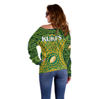 Cook Islands Rugby Off Shoulder Sweater Kukis Athletic Style LT9 - Polynesian Pride