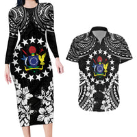 Cook Islands Ra o te Ui Ariki Est 1967 Couples Matching Long Sleeve Bodycon Dress and Hawaiian Shirt LT9 Black - Polynesian Pride