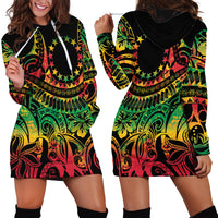 Cook Islands 15 Stars Hoodie Dress Kuki Airani Polynesian Tribal Wave Tattoo LT9 - Polynesian Pride