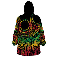Cook Islands 15 Stars Wearable Blanket Hoodie Kuki Airani Polynesian Tribal Wave Tattoo LT9 - Polynesian Pride