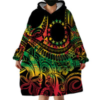 Cook Islands 15 Stars Wearable Blanket Hoodie Kuki Airani Polynesian Tribal Wave Tattoo LT9 - Polynesian Pride