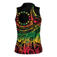 Cook Islands 15 Stars Women Sleeveless Polo Shirt Kuki Airani Polynesian Tribal Wave Tattoo LT9 - Polynesian Pride