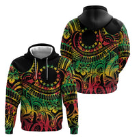 Cook Islands 15 Stars Zip Hoodie Kuki Airani Polynesian Tribal Wave Tattoo LT9 - Polynesian Pride