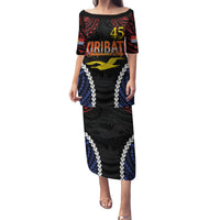 Kiribati 45th Anniversary Independence Day Family Matching Puletasi and Hawaiian Shirt Since 1979 LT9 Mom's Dress Black - Polynesian Pride