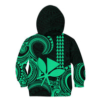 Custom King Kamehameha Day Hawaii Kid Hoodie Paradise of the Pacific Tribal Kakau - Green LT9 - Polynesian Pride