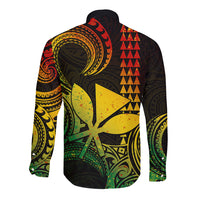 Custom King Kamehameha Day Hawaii Long Sleeve Button Shirt Paradise of the Pacific Tribal Kakau - Reggae LT9 - Polynesian Pride