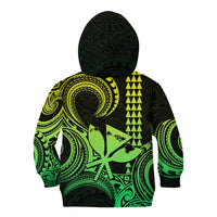 King Kamehameha Day Hawaii Kid Hoodie Paradise of the Pacific Tribal Kakau with Kanaka Maoli - Lime LT9 - Polynesian Pride