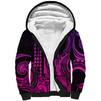 King Kamehameha Day Hawaii Sherpa Hoodie Paradise of the Pacific Tribal Kakau with Kanaka Maoli - Pink Gradient LT9 Unisex Pink Gradient - Polynesian Pride