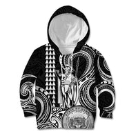 King Kamehameha Day Hawaii Kid Hoodie Paradise of the Pacific Tribal Kakau with Kanaka Maoli - White LT9 White - Polynesian Pride