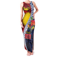 Flag of Kiribati Polynesian Pattern Family Matching Tank Maxi Dress and Hawaiian Shirt Est 1979 With Tropical Flowers LT9 Mom's Dress Red - Polynesian Pride