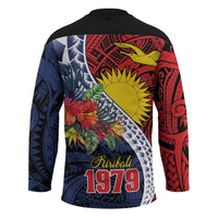 Flag of Kiribati Polynesian Pattern Hockey Jersey Est 1979 With Tropical Flowers - Polynesian Pride