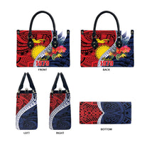 Flag of Kiribati Polynesian Pattern Leather Bag Est 1979 With Tropical Flowers - Polynesian Pride