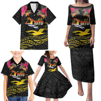 Kiribati Independence Day Personalised Family Matching Puletasi and Hawaiian Shirt Gold Frigatebird with Polynesian Pattern LT9 - Polynesian Pride