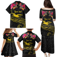 Kiribati Independence Day Personalised Family Matching Puletasi and Hawaiian Shirt Gold Frigatebird with Polynesian Pattern LT9 - Polynesian Pride