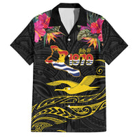 Kiribati Independence Day Personalised Family Matching Tank Maxi Dress and Hawaiian Shirt Gold Frigatebird with Polynesian Pattern LT9 Dad's Shirt - Short Sleeve Black - Polynesian Pride