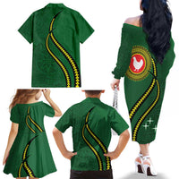 Manua Islands Polynesian Style Family Matching Off The Shoulder Long Sleeve Dress and Hawaiian Shirt LT9 - Polynesian Pride