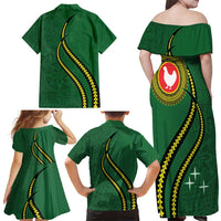 Manua Islands Polynesian Style Family Matching Off Shoulder Maxi Dress and Hawaiian Shirt LT9 - Polynesian Pride