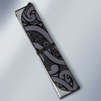 Custom New Zealand Taiaha Maori Auto Sun Shade Minimalist Silver Fern All Black LT9 - Polynesian Pride