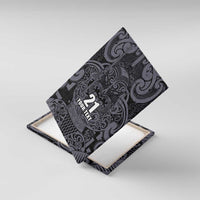 Custom New Zealand Taiaha Maori Canvas Wall Art Minimalist Silver Fern All Black LT9 With Frame Black - Polynesian Pride