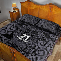 Custom New Zealand Taiaha Maori Quilt Bed Set Minimalist Silver Fern All Black LT9 - Polynesian Pride