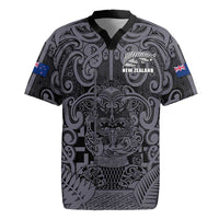 Custom New Zealand Taiaha Maori Rugby Jersey Minimalist Silver Fern All Black LT9 Black - Polynesian Pride