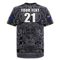Custom New Zealand Taiaha Maori Rugby Jersey Minimalist Silver Fern All Black LT9 - Polynesian Pride