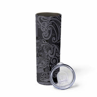 New Zealand Taiaha Maori Skinny Tumbler Minimalist Silver Fern All Black LT9 - Polynesian Pride
