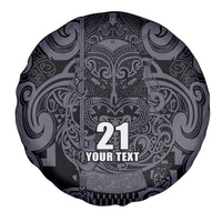 Custom New Zealand Taiaha Maori Spare Tire Cover Minimalist Silver Fern All Black LT9 - Polynesian Pride