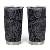 New Zealand Taiaha Maori Tumbler Cup Minimalist Silver Fern All Black LT9 Black - Polynesian Pride