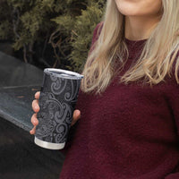 New Zealand Taiaha Maori Tumbler Cup Minimalist Silver Fern All Black LT9 - Polynesian Pride