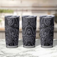 New Zealand Taiaha Maori Tumbler Cup Minimalist Silver Fern All Black LT9 - Polynesian Pride